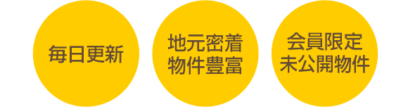 毎日更新・地元密着物件豊富・会員限定未公開物件